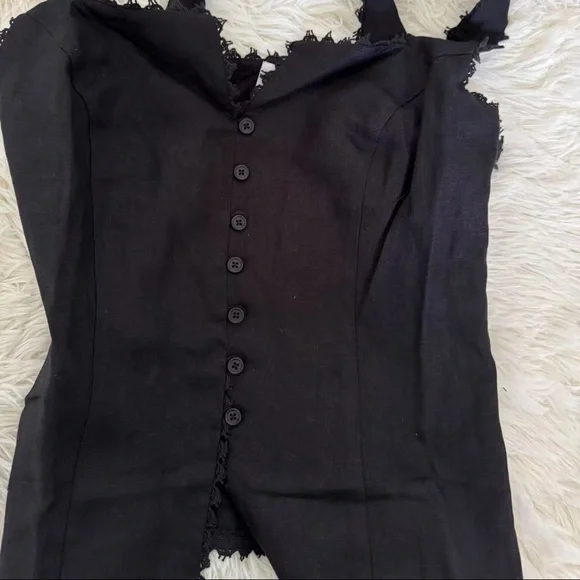Reformation Viola Linen Top Black - Picture 5 of 7